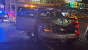 Choque de unidad de la AEI deja a una mujer lesionada en avenida Gonzalitos, en Monterrey