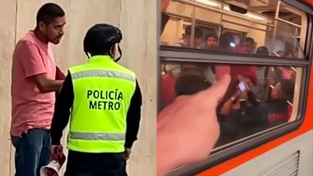 Usuarios protagonizan riña en Metro Mixcoac; se los llevaron ante un juez cívico