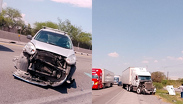 Camioneta provoca choque múltiple en Libramiento Noreste, Escobedo. TD a las 6 Monterrey, 10 de agosto 2026
