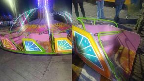 Un juego mecánico colapsó en una feria en Ixtlahuaca, Estado de México y dejó al menos 4 personas lesionadas. | Policía municipal