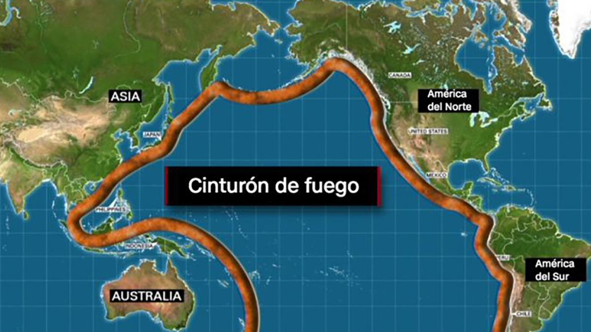 El Cinturón de Fuego del Pacífico, a menudo conocido  como el Anillo de Fuego, ni es circular/ Gobierno de México