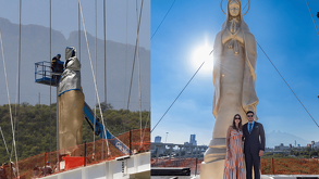 Instalan Virgen en el Puente Río Santa Catarina