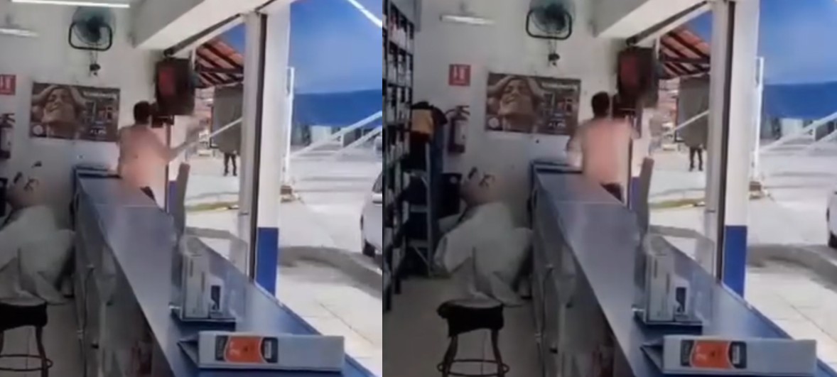 El hombre lanzó varios golpes hasta dejar dañado el equipo de sonido. | Redes sociales.