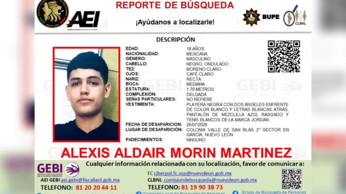 Fue visto por última vez el pasado 26 de julio, en la colonia Valle de San Blas.