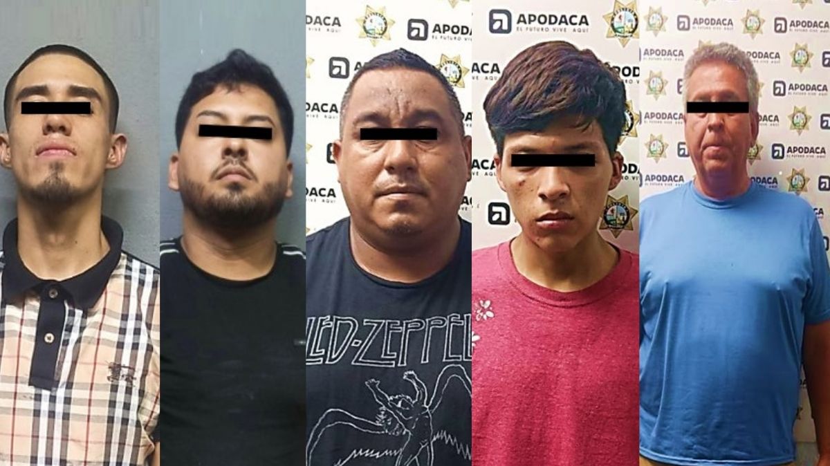 Los cinco hombres fueron detenidos en operativos dentro del municipio de Apodaca.
