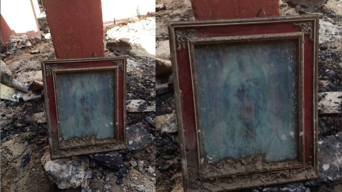 A pesar de que el fuego calcinó mobiliario, mercancía y el patrimonio familiar, una imagen de la Virgen de Guadalupe quedó milagrosamente intacta.