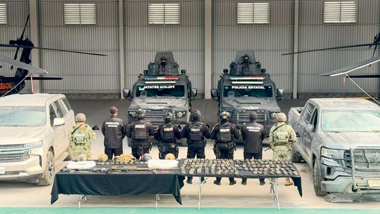 Fuerza Civil asegura armas, municiones y vehículos tras operativo en Parás, Nuevo León