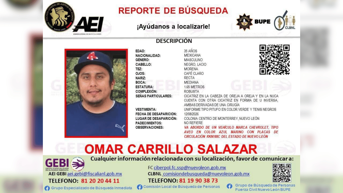 Omar Carrillo camillero del IMSS desaparecido en NL