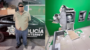 Hombre detenido por vandalizar cajero automatico en Monterrey