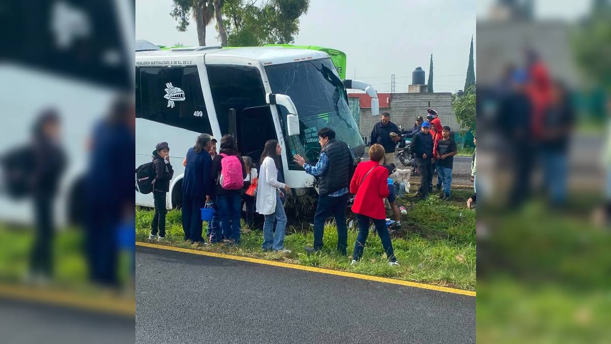 Un camión de pasajeros sufrió accidente en la México-Pirámides. | PC Acolman