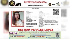 Emiten ficha de búsqueda para localizar a Desteny, de 14 años, en Salinas Victoria