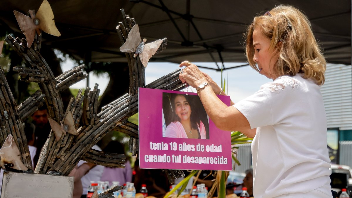 El monumento consta de una estatua elaborada de varilla que conmemora la imagen de la joven víctima de desaparición forzada / Agencia Es Imagen