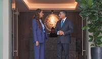 Libia Dennise García Muñoz, gobernadora del estado de Guanajuato y Omar García Harfuch, Secretario de Seguridad y Protección Ciudadana