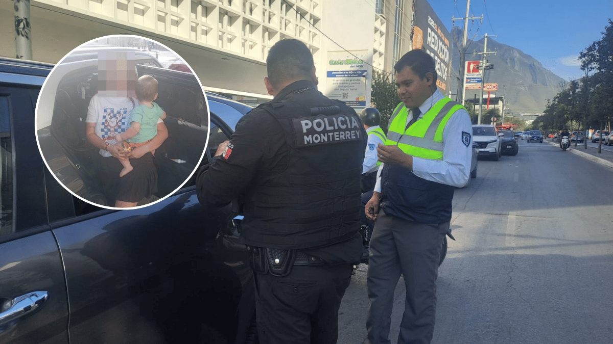 Rescatan a bebé que estaba dentro de una camioneta en Monterrey