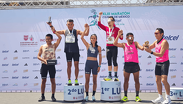 Miguel Hernández corrió 42 Kilometros junto a sus guías. | @MaratonCDMX