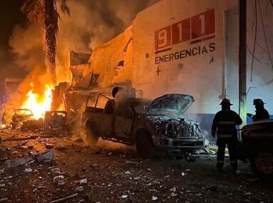 Ataque a comandancia de Seguridad Pública Municipal de Ojocaliente, Zacatecas. | Foto Cuartoscuro