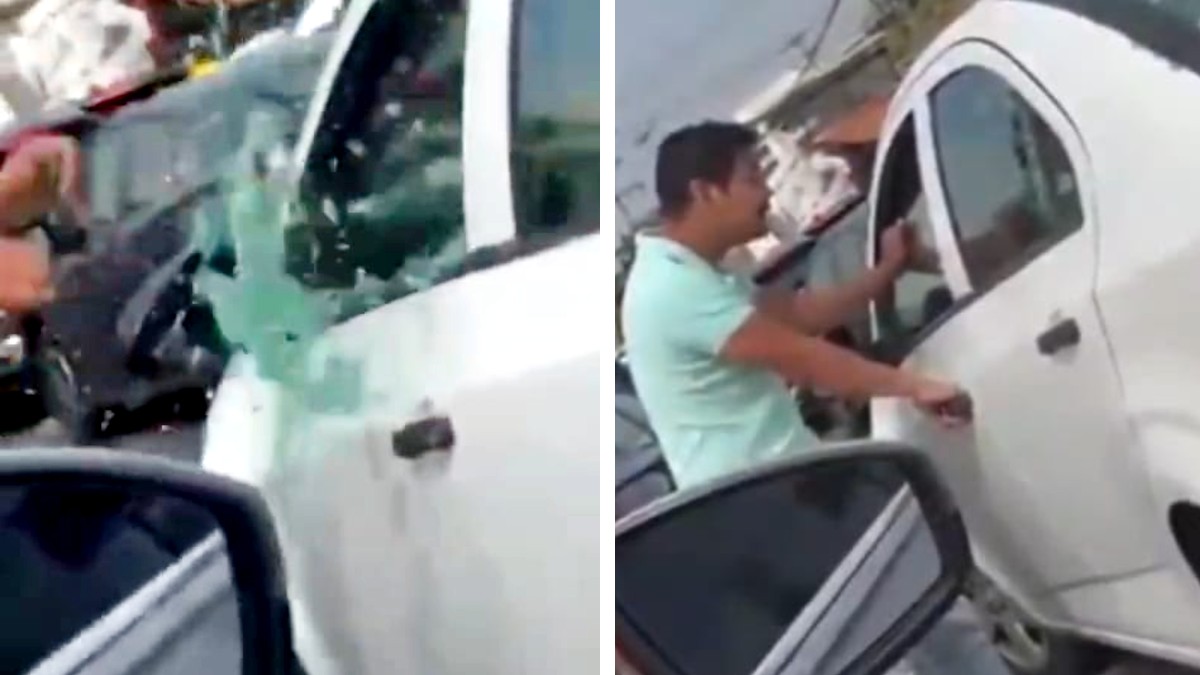 Otros conductores lograron recuperar las placas de circulación del presunto agresor del adulto mayor / Cortesía