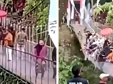 Algunas de las personas trataron de sujetarse a la estructura del puente para evitar caer al río
