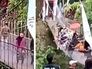 Algunas de las personas trataron de sujetarse a la estructura del puente para evitar caer al río