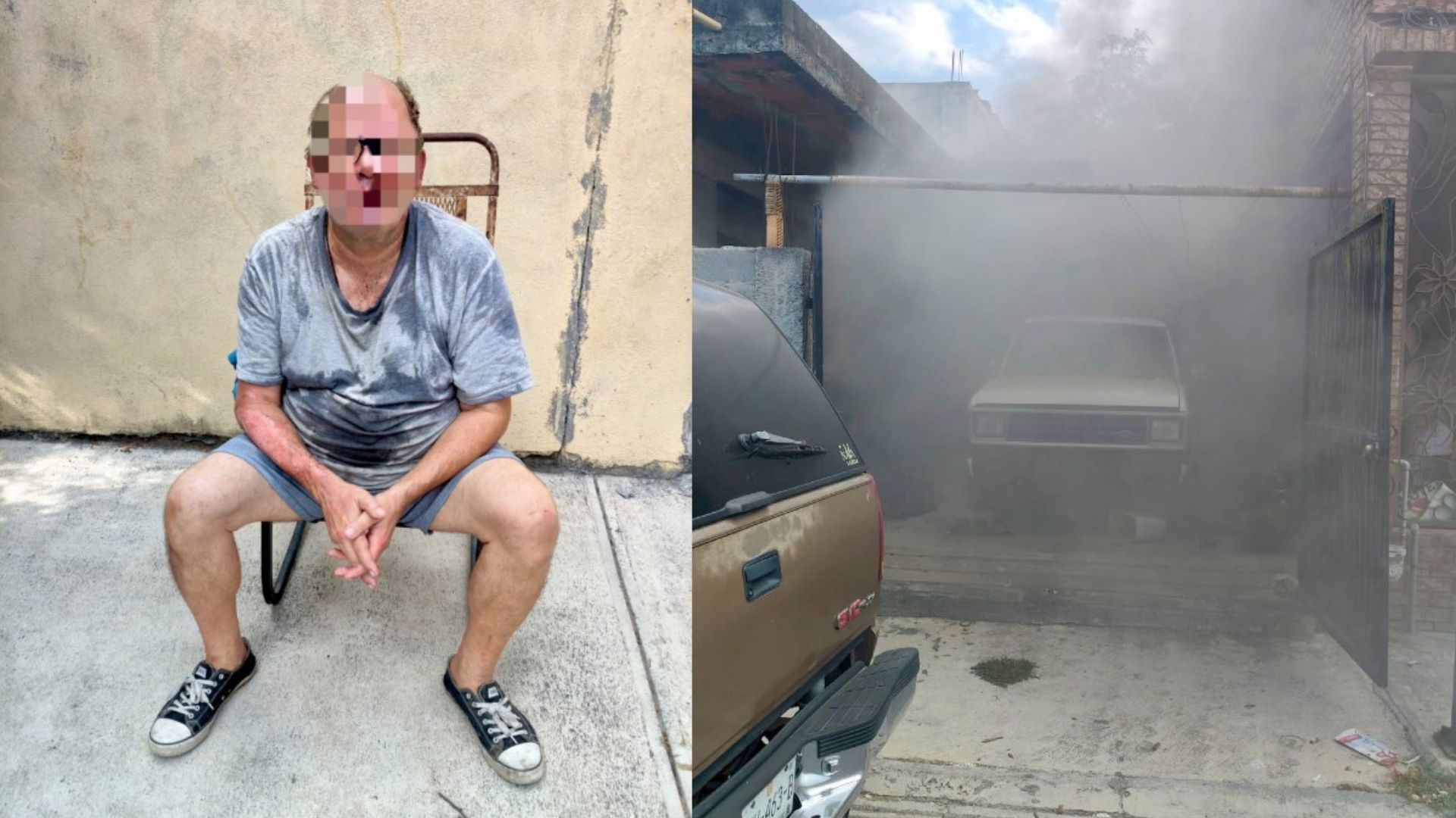 Hombre de 64 años queda atrapado en incendio y policía lo rescata en Guadalupe