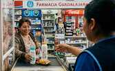 Imagen de IA recreando a una mujer haciendo una compra en la Farmacia Guadalajara |Magnific