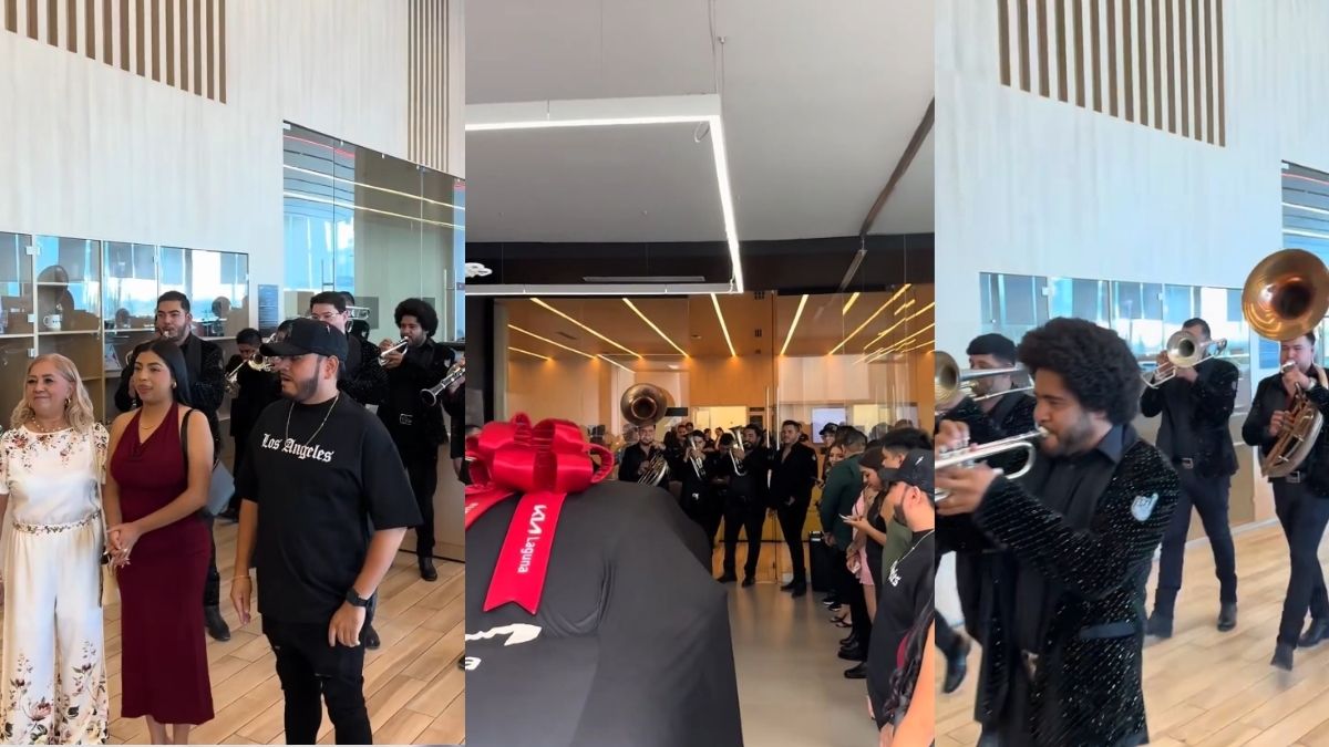 El video de la celebración se volvió viral, mostrando a los músicos acompañando a los compradores hasta la sala de entrega.