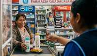 Imagen de IA recreando a una mujer haciendo una compra en la Farmacia Guadalajara |Magnific