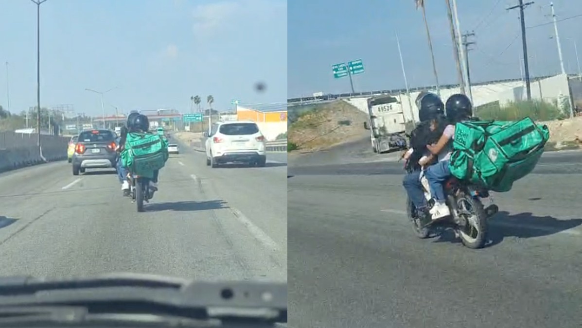 una de las pasajeras con casco portaba una mochila de servicio de repartidores de aplicación.