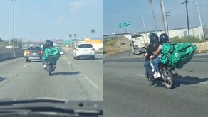 una de las pasajeras con casco portaba una mochila de servicio de repartidores de aplicación.