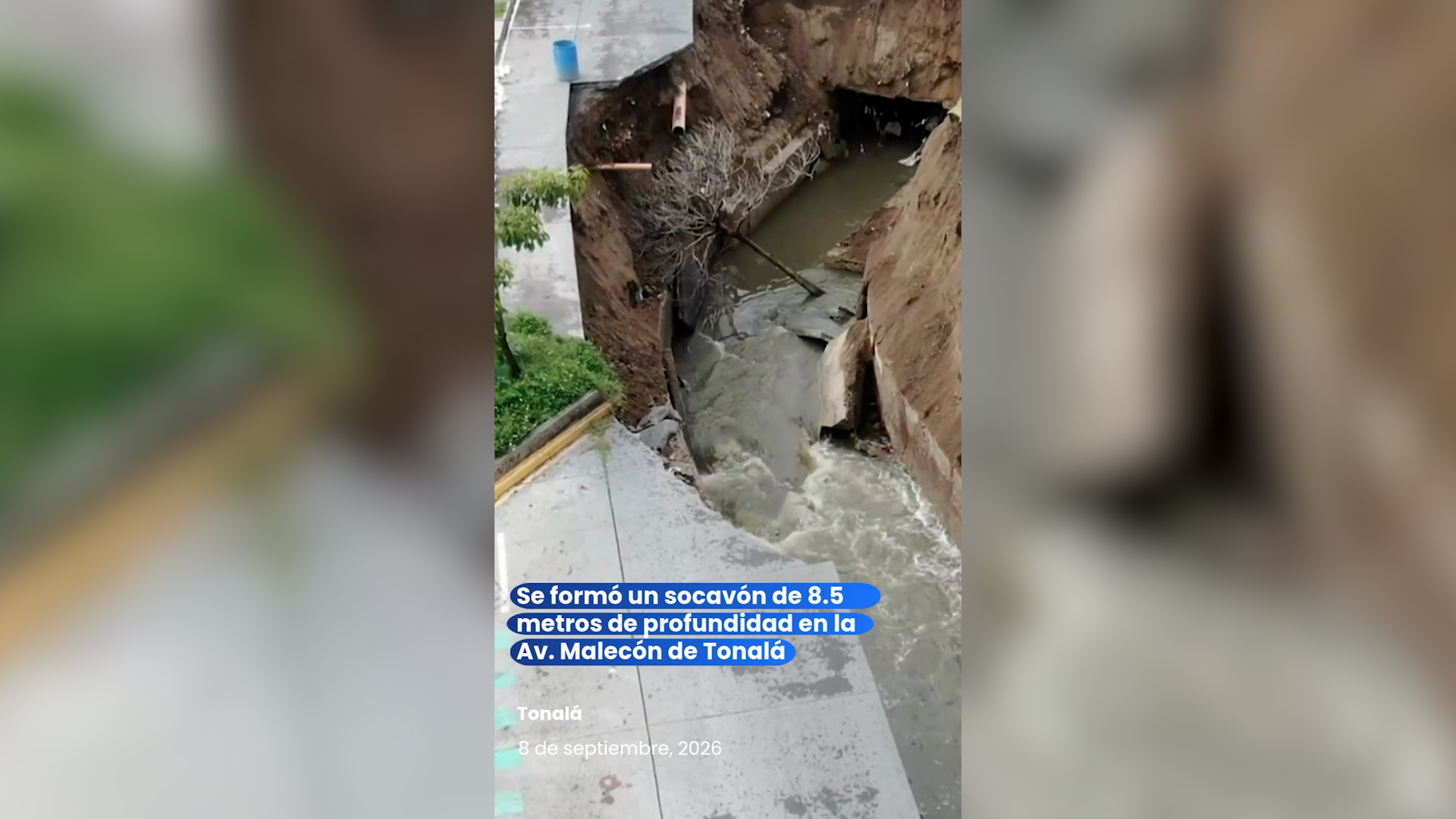 Socavón en Tonalá alcanza los 45 metros de largo