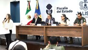 Funcionarios al mando de la seguridad en Jalisco durante rueda de prensa.