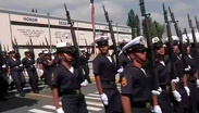 Cadetes de la Heroica Escuela Naval Militar afinan marcha para el desfile del 16 de septiembre