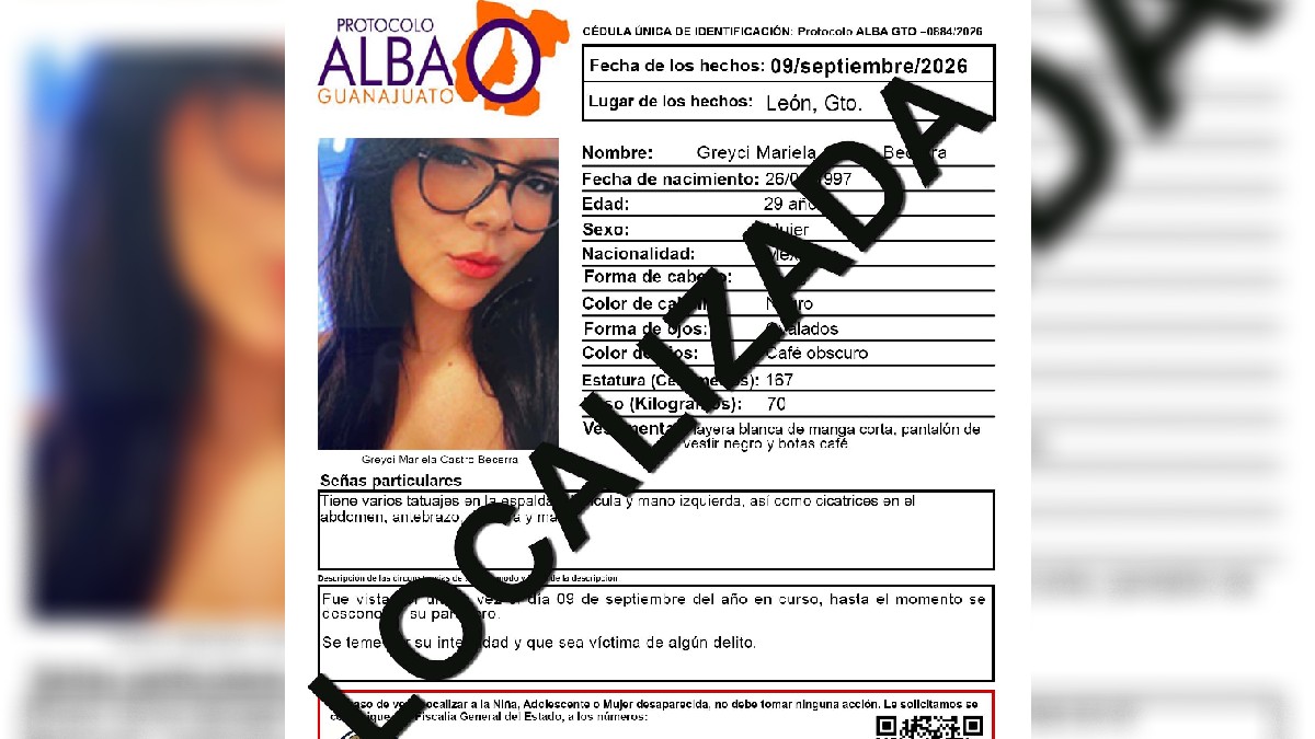 Greyci Mariela fue localizada cerca de Nuevo Valle de Moreno.