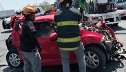 Tráiler impacta dos autos en Apodaca; cuatro personas resultan lesionadas. TD Fin de Semana Matutino Monterrey, 13 de septiembre de 2026