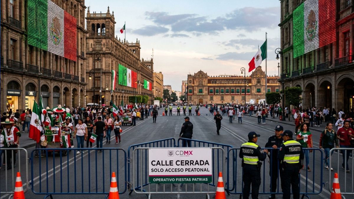 Calles cerradas y alternativas viales por el Grito de Independencia en el Zócalo CdMx.
