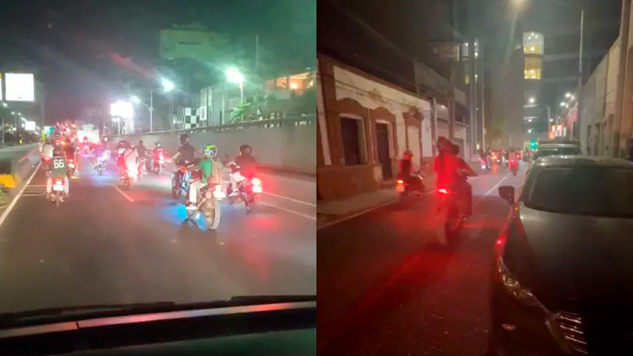 Captan rodada masiva de motociclistas en calles del centro de Monterrey