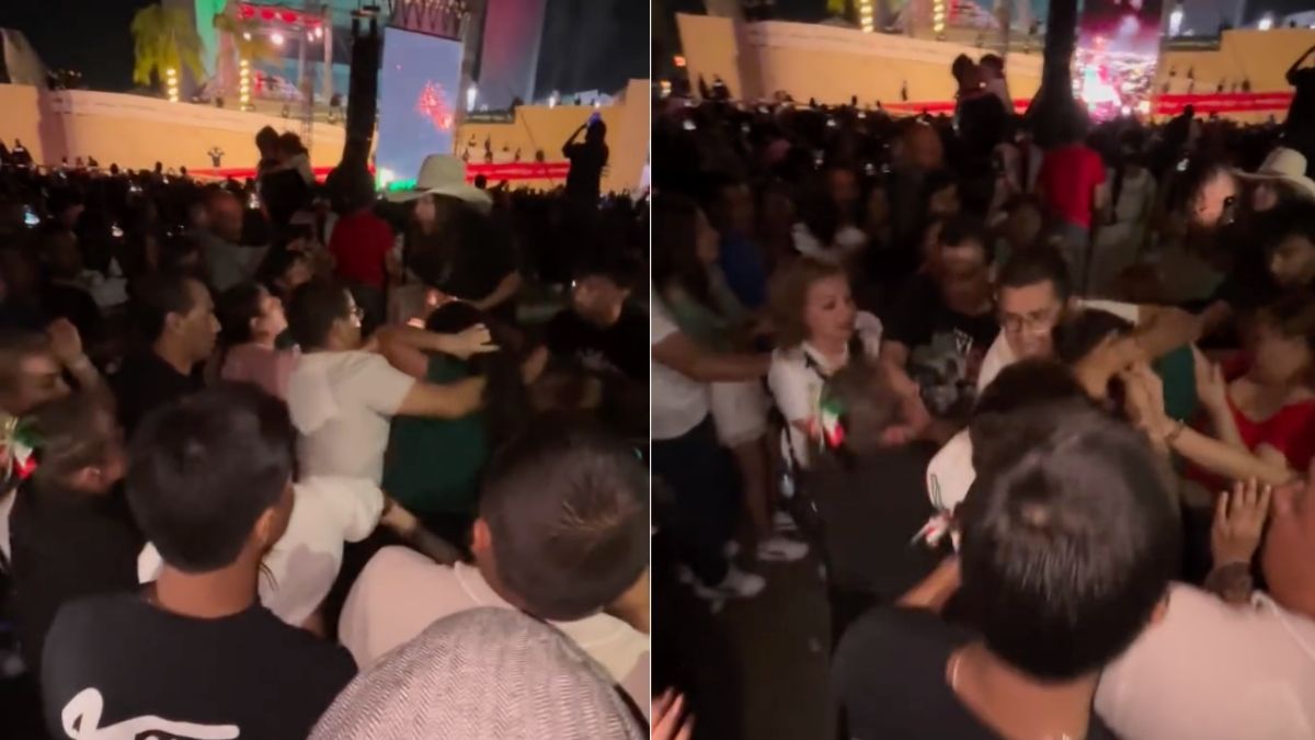 Tras algunos segundos de forcejeo, las mujeres fueron apartadas y la calma regresó a tiempo para observar los fuegos artificiales.