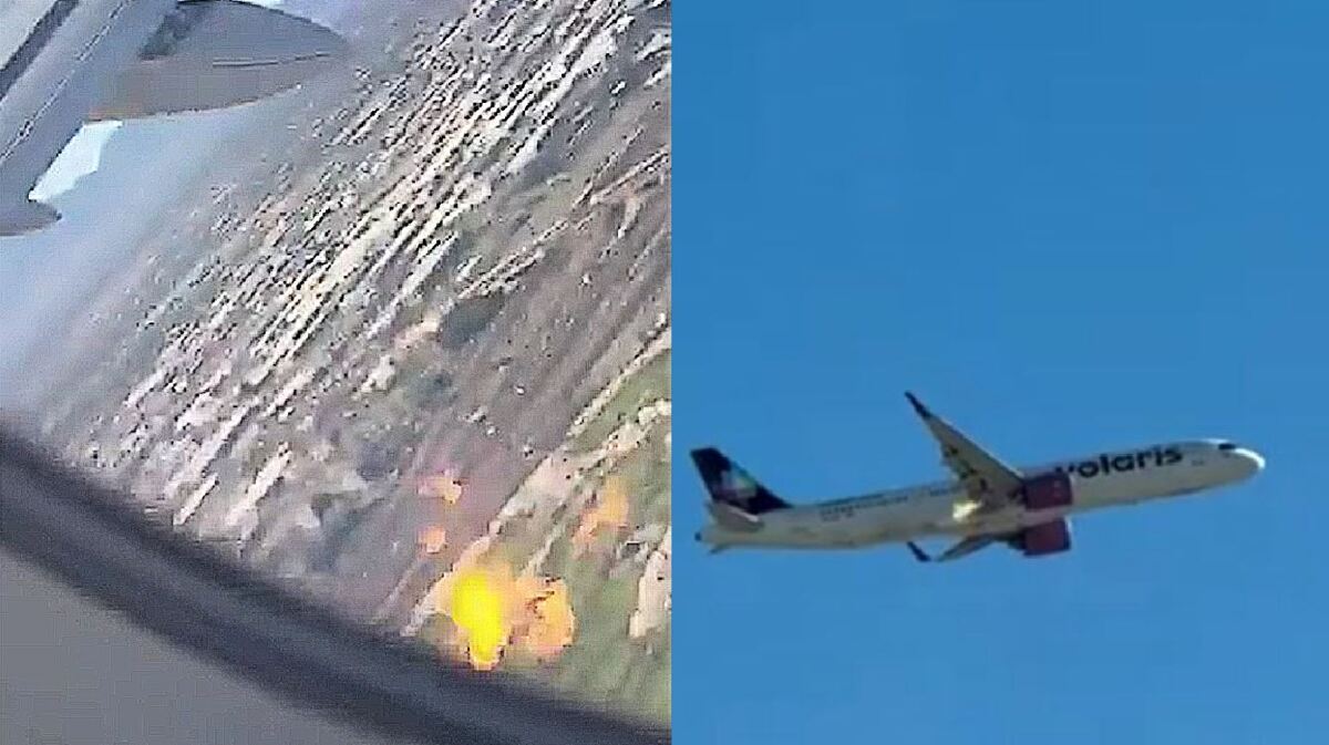 Las llamas y humo que salían del motor alertaron a los pasajeros del vuelo. | Cortesía: Milenio