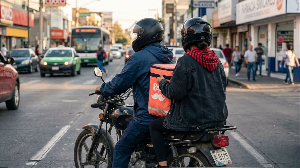 La Lay en Jalisco es clara sobre los traslados en motocicletas de aplicación. | Imagen hecha con inteligencia artificial