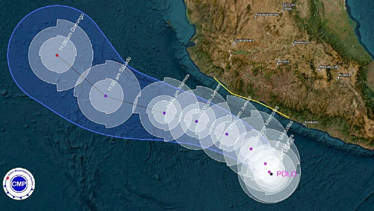 El Huracán Polo avanza a ritmo lento, prolongando sus efectos en varios estados. | Centro Meteorológico del Pacífico