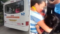La escena más aparatosa fue la de una mujer que se golpeó la boca y la nariz, y su hijo que "salió volando" |
