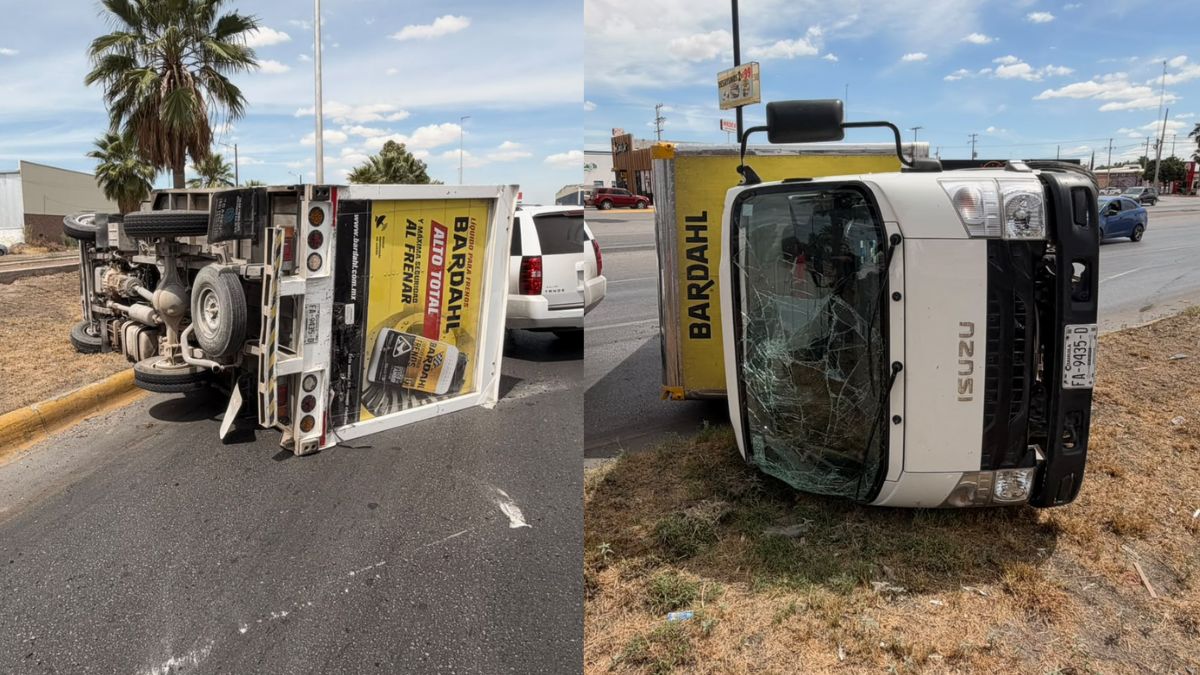 El vehículo Isuzu 2023 con placas de Coahuila fue remitido al corralón tras el peritaje; el chofer de 47 años resultó con escoriaciones leve.