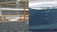 Lanzan piedra desde un puente contra Uber en Insurgentes; continúa esperando respuestas