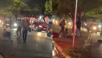 En las imágenes se observa a varios hombres enfrentándose sobre el paso peatonal.