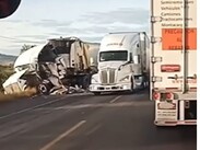 Los dos tráileres permanecieron a la orilla de la carretera federal 37.
