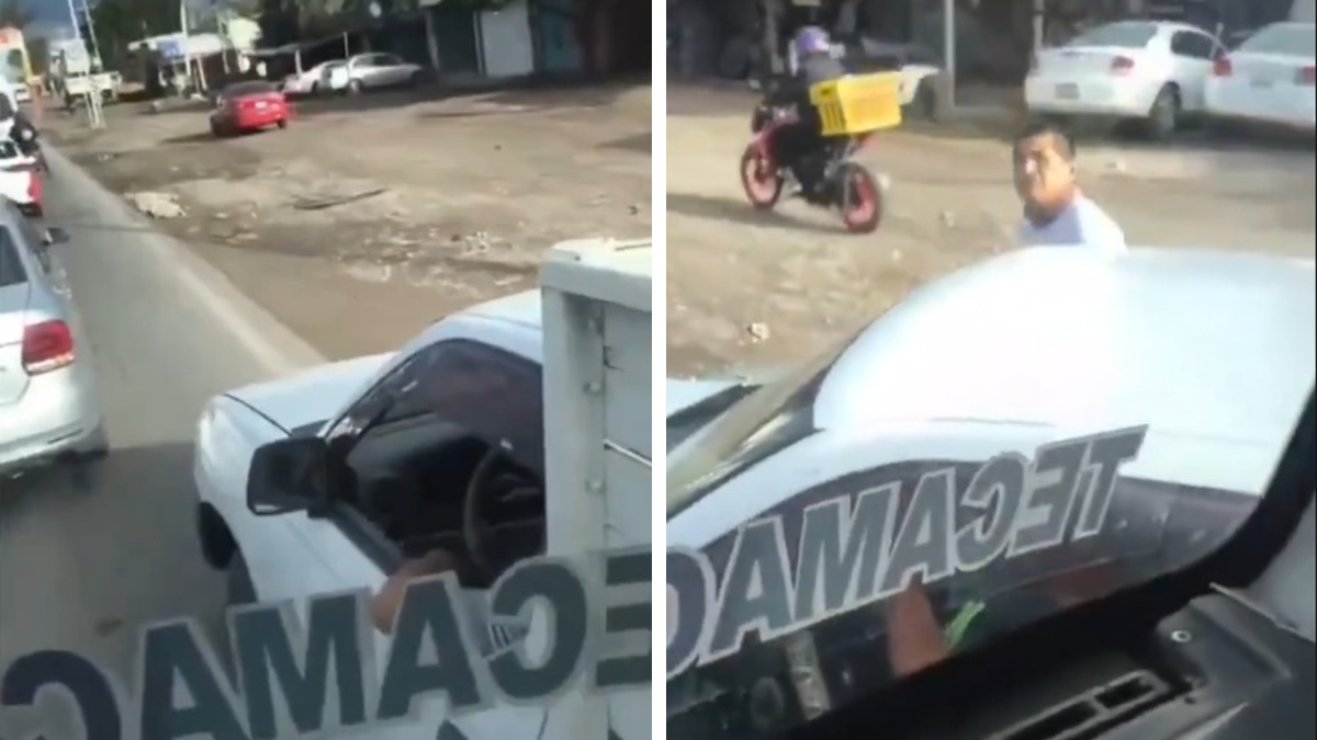 Pasajeros grabaron a dos sujetos que le cerraron el paso al autobús |