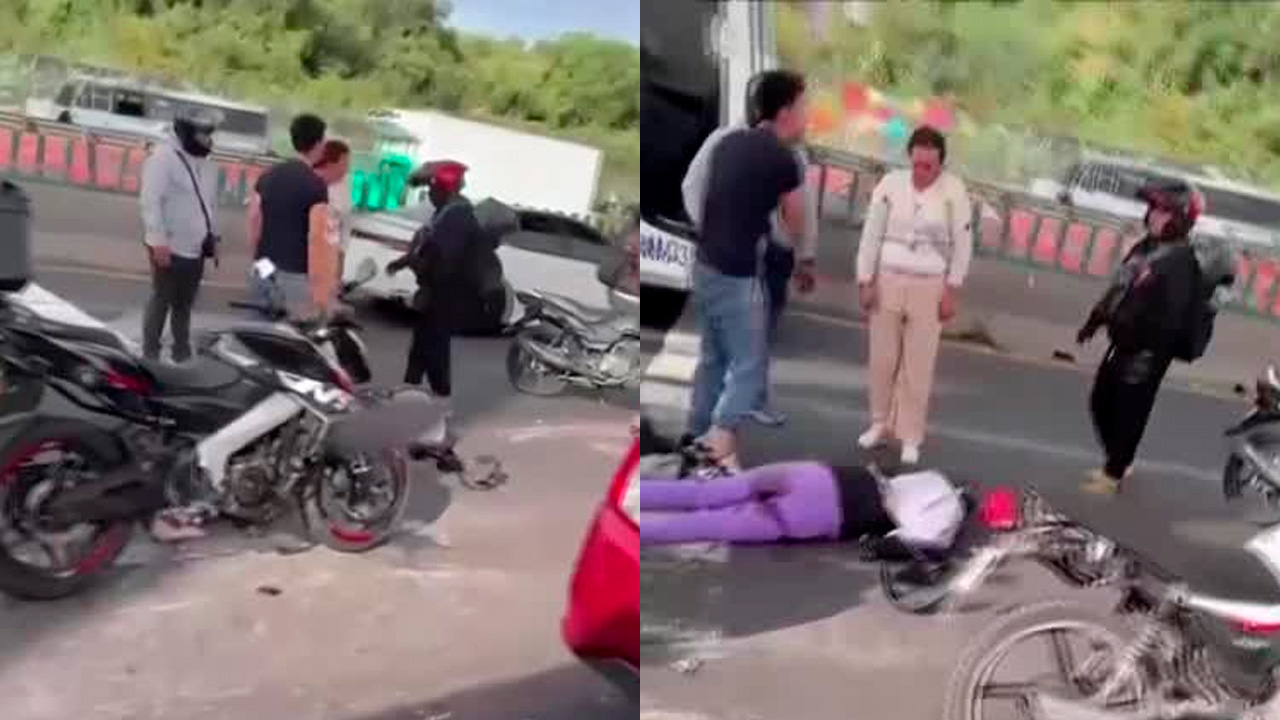 Motocicleta derrapa y mujer muere arrollada por un tráiler en la México-Puebla