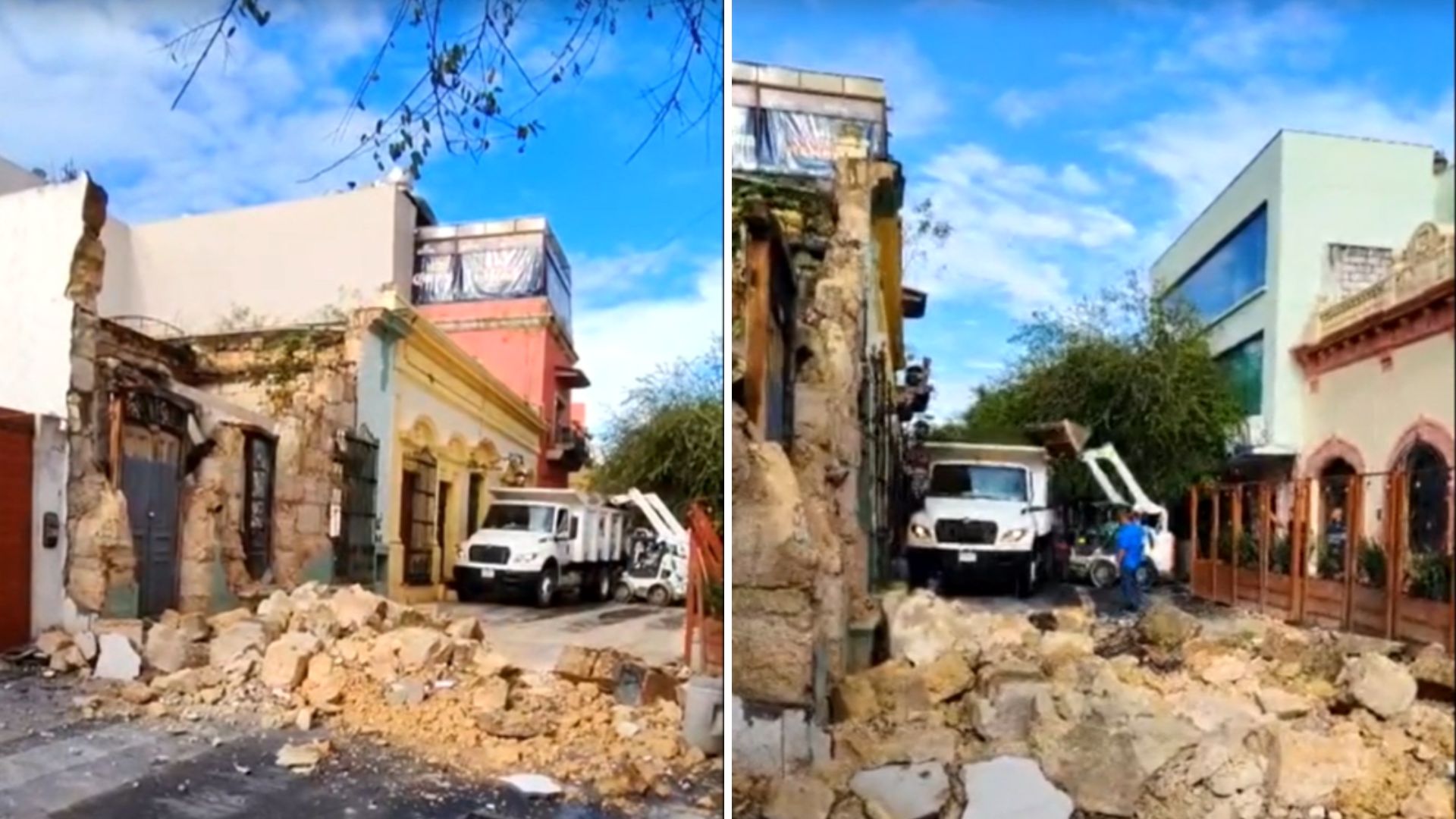 Derrumbe en Barrio Antiguo preocupa por riesgo para peatones y comerciantes
