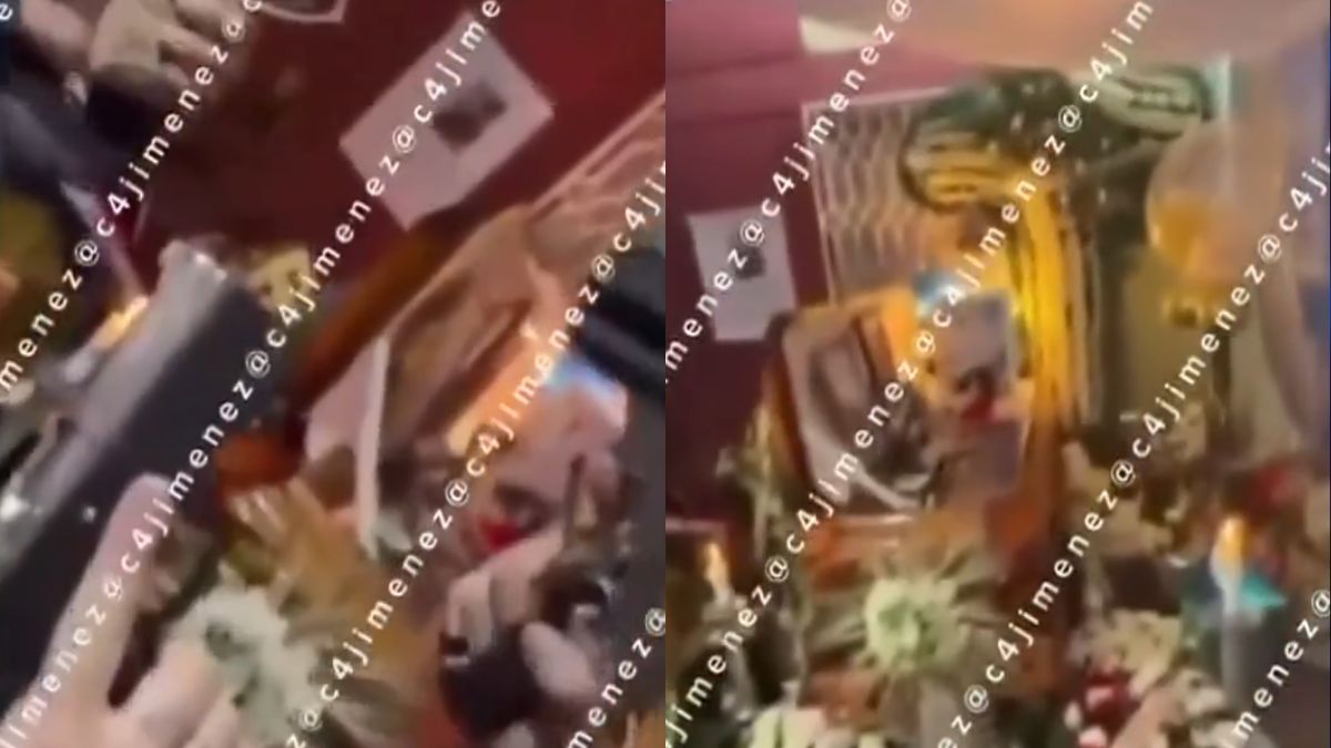 Familiares de 'El Valentín', de La Unión, presumieron armas durante su velorio.