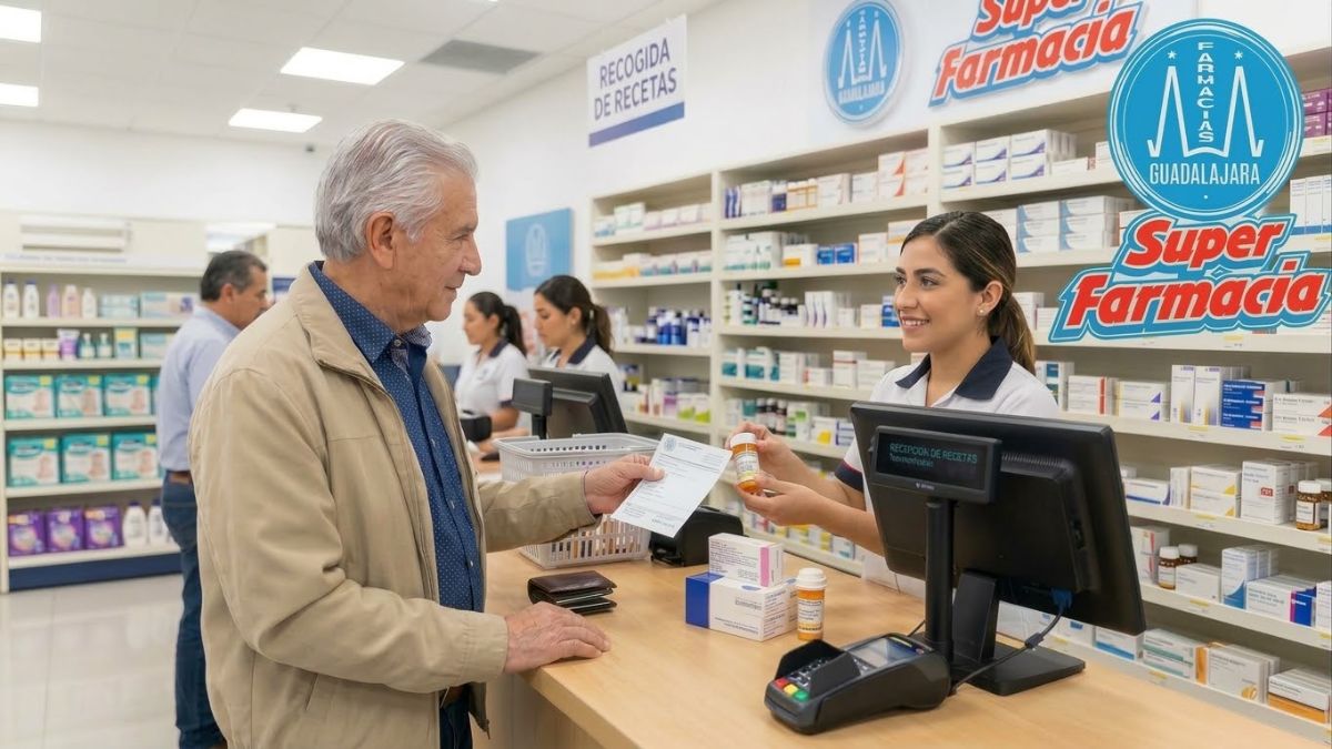 Recreación hecha con IA de un señor comprando medicina.